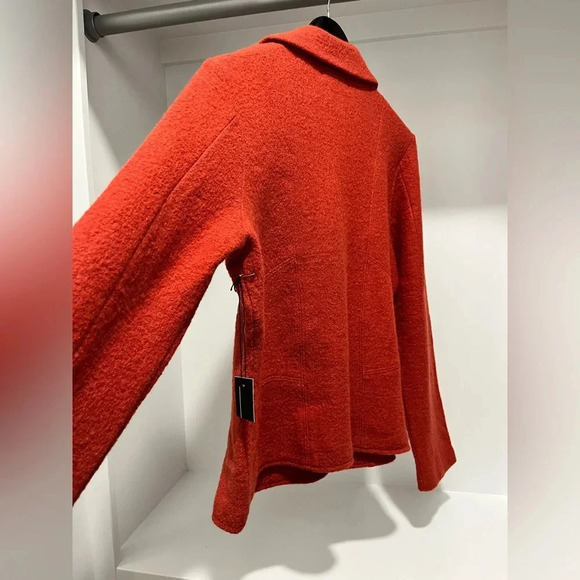 Willi Smith Orange 100% Wool Buttoned unlined blazer with floral appliqué large - Picture 6 of 11